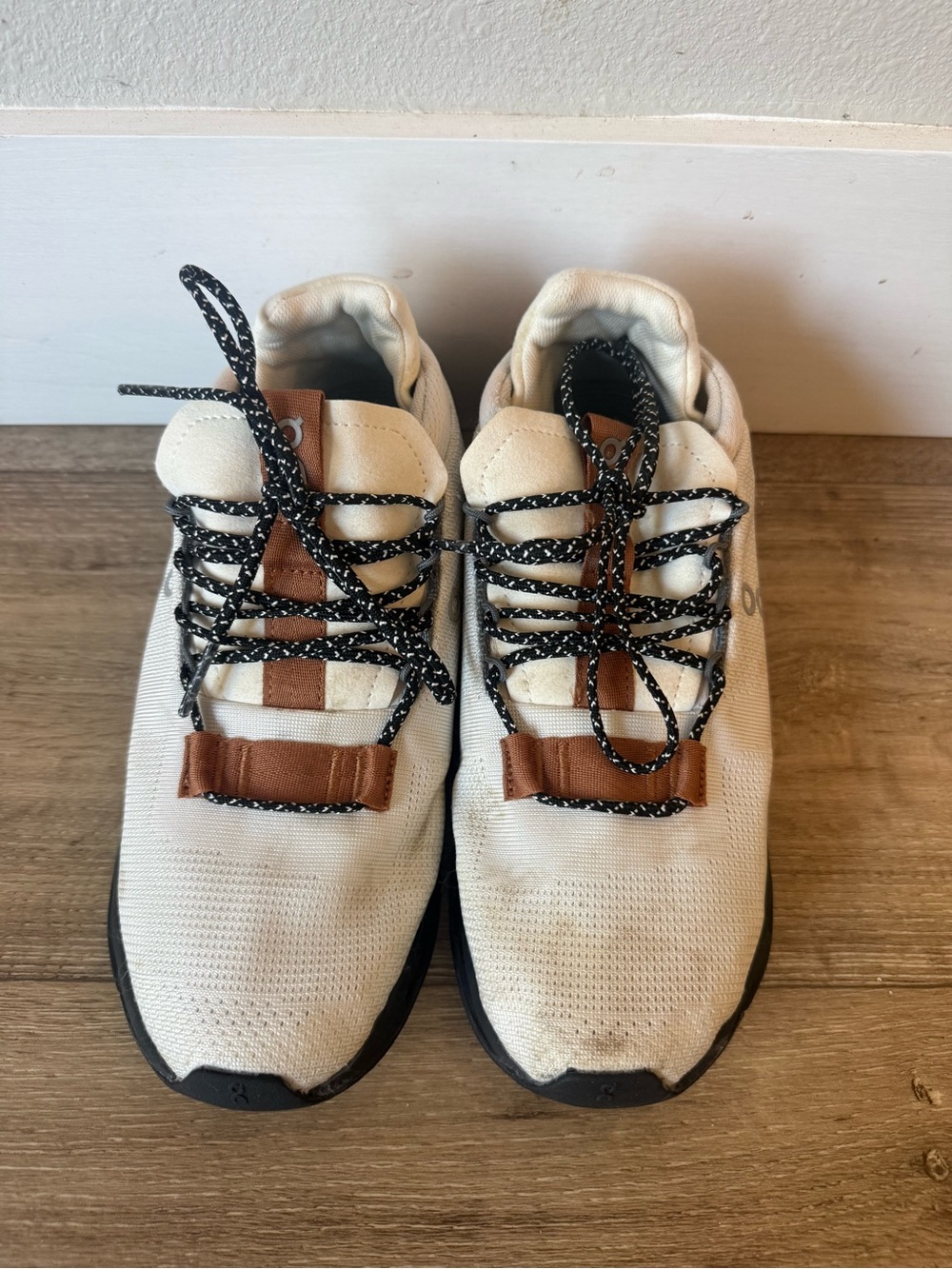 On Running Ivory Knit Sneakers with Brown Accents
